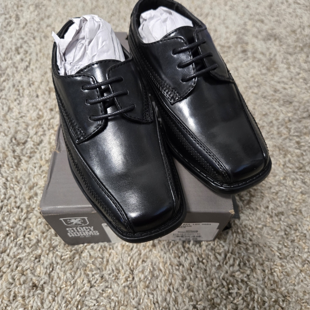 Stacy Adams Glossy Black Boys Oxfords 9 Toddler Dress Shoes New